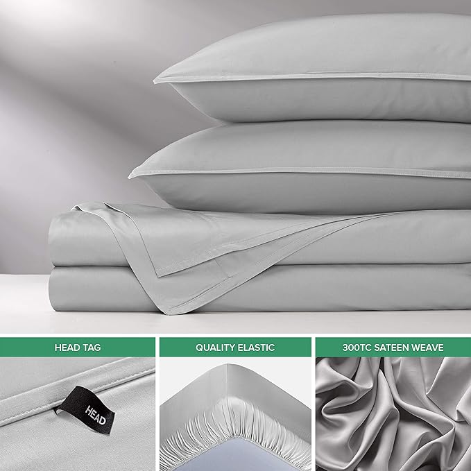 Pure Bamboo Full Sheets, Genuine 100% Organic Viscose Derived from Bamboo Bed Sheet Set, Luxuriously Soft & Cooling, Double Stitching, 2 Year Quality Promise (Full, Silver Pearl)