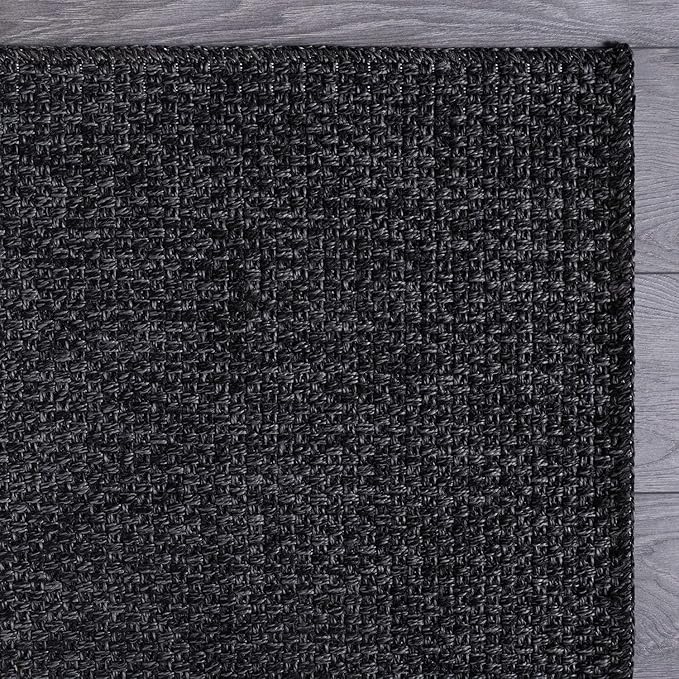 Easy Jute Runner Rug 2x7 Indoor Outdoor Natural Rugs Solid Fiber Rug Woven Area Rug Boho Easy Clean Inside Carpet for Living Room Bedroom Dining Room Hallway or Outdoor Patio Porch (2 X 7 Dark Grey)