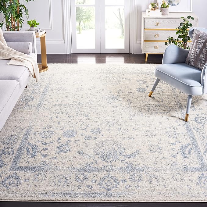SAFAVIEH Area Rug 12x18 - Adirondack Collection - Large - Ivory & Slate, Distressed Vintage Floral Design, Non-Shedding & Easy to Clean, Ideal for Living Room, Bedroom, Dining Space (ADR109S)