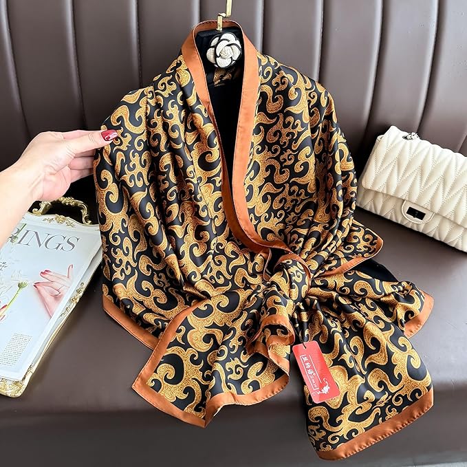 Fashion Scarves Scarf 100% Silk Feeling Scarf Silk Like Scarves Long Lightweight Sunscreen Shawls for Women