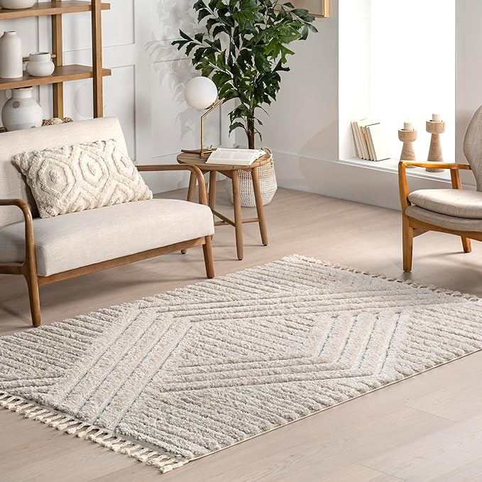 nuLOOM Risette Beige, 12' x 15', Geometric, Soft and Textured, High Traffic, Stain Resistant, Easy Clean, Durable Area Rug for Bedroom, Living Room, Dining Space, Den, Foyer, Entryway