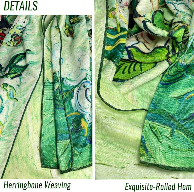 Artist Oil Painting Wraps 51"x51" Cashmere-Soft Art Pashmina Luxury Rolled Hem Women Large Travel Blanket Shawl
