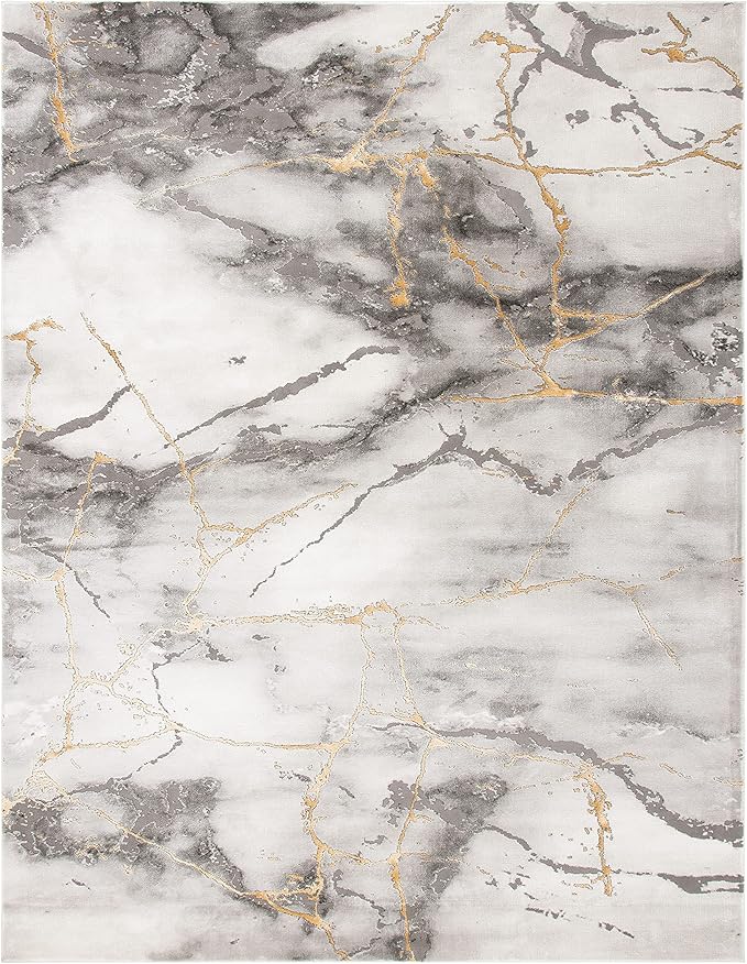 SAFAVIEH Craft Collection X-Large Area Rug - 12' x 18', Grey & Gold, Modern Abstract Design, Non-Shedding & Easy Care, Ideal for High Traffic Areas in Living Room, Bedroom (CFT877F)
