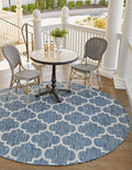 Unique Loom Outdoor Trellis Collection Area Rug (10' Round Navy Blue/Ivory)