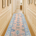 Fame Living Modern Oushak Runner Rug, Runners, Vintage, Turkish, Eclectic, Floral, Pastel, Washable, Runner for Hallway, Kitchen, Bedroom, Bathroom, 2'5"x9'8"