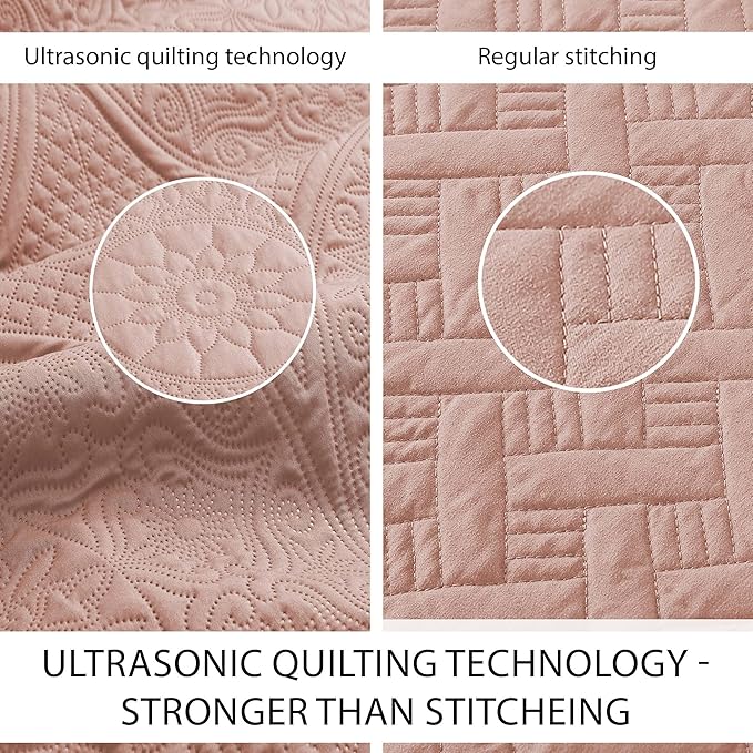 IR Imperial Rooms 10 Pack Twin Quilt Bedding Set (68" x 86") - Bulk Wholesale for Hotels, Guest Bedroom & Airbnbs - Lightweight Microfiber Reversible Floral Embossed Quilts Bedspreads (Peach)