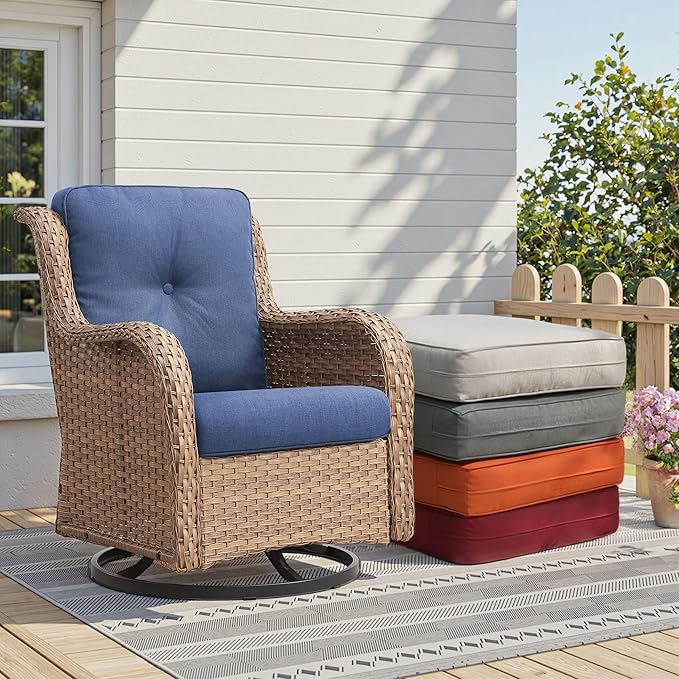 Patio Cushions for Outdoor Furniture - 22" x 25" x 4" UV Resistant Thick Foam Cushions Water Resistant Replacement Cushion for Outdoor Patio Furniture Chair/Sofa/Couch | Blue | 2-Pack |