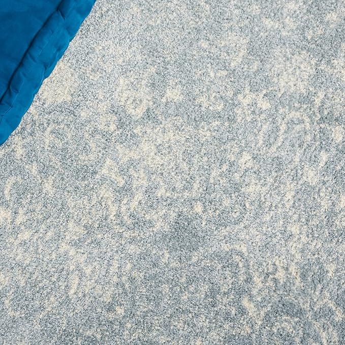 SAFAVIEH Adirondack Collection Area Rug - 8' Round, Slate & Ivory, Distressed Vintage Floral Design, Non-Shedding & Easy to Clean, Ideal for Living Room, Bedroom, Dining Space (ADR109T)