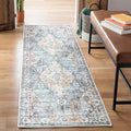 Bloom Rugs Washable Non-Slip 7 ft Runner - Teal/Peach Traditional Runner for Entryway, Hallway, Bathroom, and Kitchen - Exact Size: 2.5' x 7'