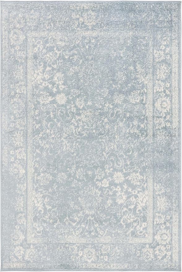 SAFAVIEH Adirondack Collection Area Rug - 5'1" x 7'6", Slate & Ivory, Distressed Vintage Floral Design, Non-Shedding & Easy to Clean, Ideal for Living Room, Bedroom, Dining Space (ADR109T)