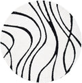 SAFAVIEH Florida Shag Collection 5' Round Ivory / Black SG471 Abstract Wave Non-Shedding Living Room Bedroom Dining Room Entryway Plush 1.2-inch Thick Area Rug