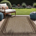Beverly Rug Outdoor Rug 8x10 Modern Bordered Area Rugs for Indoor and Outdoor Patio Deck Porch Garden Waterproof Weather Sun Resistant Washable Outside Carpet (8 x 10 Jute)