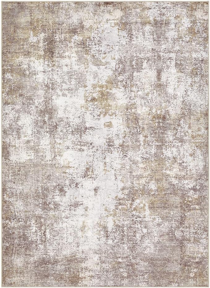 Washable 5X7 Area Rug: Modern Abstract Soft Non-Slip Indoor Rugs Home Decor - Low Pile Stain Resistant Carpet for Living Room Bedroom Dining Room Playroom Office(Golden Brown,5'x7')
