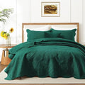 IR Imperial Rooms Twin Quilt Bedding Set Size (68” x 86”) + 1 Pillow Shams (20” x 26” + 2”) - 2 Pcs All Season Lightweight Reversible Microfiber Coverlet Floral Embossed Quilt Bedspread (Emerald)