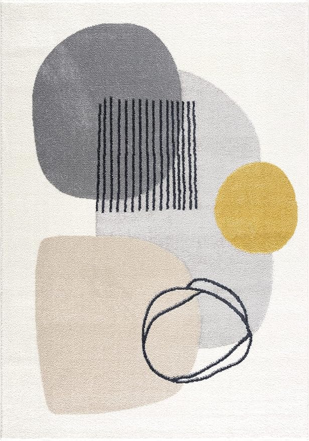 Abani Rugs Deco DEC130A Cream Minimalist Geometric Area Rug (Cream, 2' x 3')