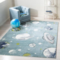 SAFAVIEH Area Rug 8x10 - Carousel Kids Collection - Large - Teal & Ivory, Non-Shedding & Easy Cleaning, Ideal for Boys & Girls in Playroom, Nursery, Bedroom (CRK103J)