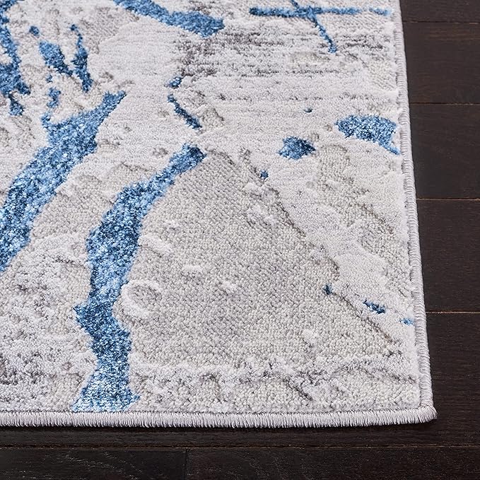 SAFAVIEH Amelia Collection Accent Rug - 4'5" x 6'5", Grey & Blue, Modern Abstract Design, Non-Shedding & Easy Care, Ideal for High Traffic Areas in Entryway, Living Room, Bedroom (ALA293F)