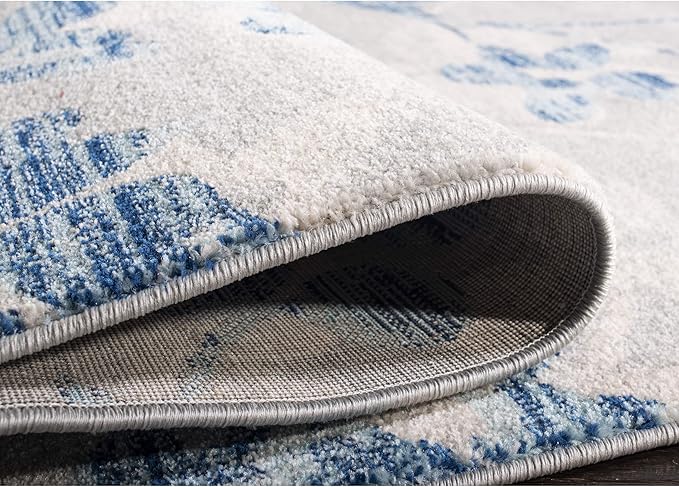 SAFAVIEH Evoke Collection 4' x 6' Grey/Light Blue EVK236J Floral Non-Shedding Living Room Bedroom Accent Rug