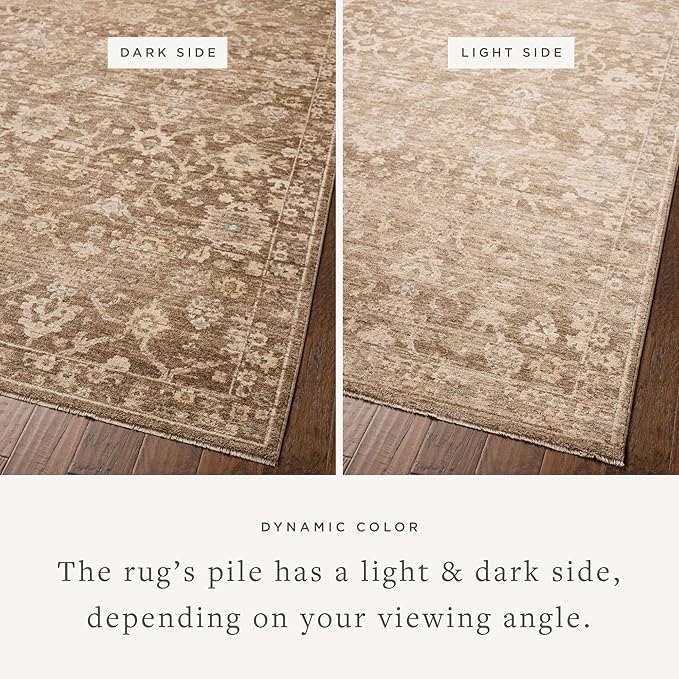 Loloi Chris Loves Julia Palma Collection PLM-09 Brown/Earth 3'-6" x 5'-6" Fringe Accent Rug Vintage Style Boho Living Room Bedroom Carpet