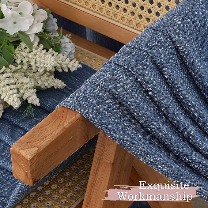 Simplebrand Navy Blue Faux Linen Textured Curtains 63 Inch Length 2 Panels for Bedroom, Semi Sheer Light Filtering Privacy Farmhouse Curtains, Soft Thick Rod Pocket Window Drapes, 40W x 63L Inch