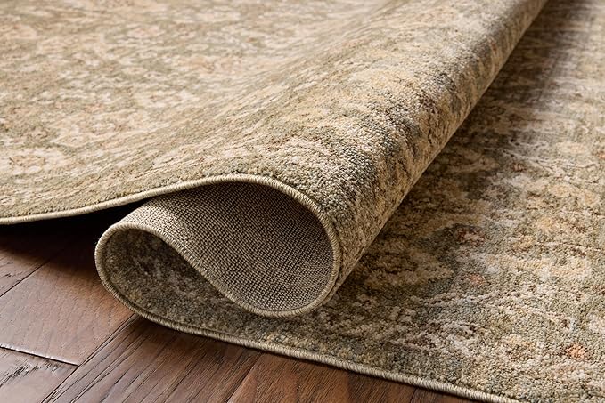 Loloi Chris Loves Julia Palma Collection PLM-03 Lagoon/Natural 5'-3" x 7'-6" Area Rug Vintage Style Boho Living Room Bedroom Carpet