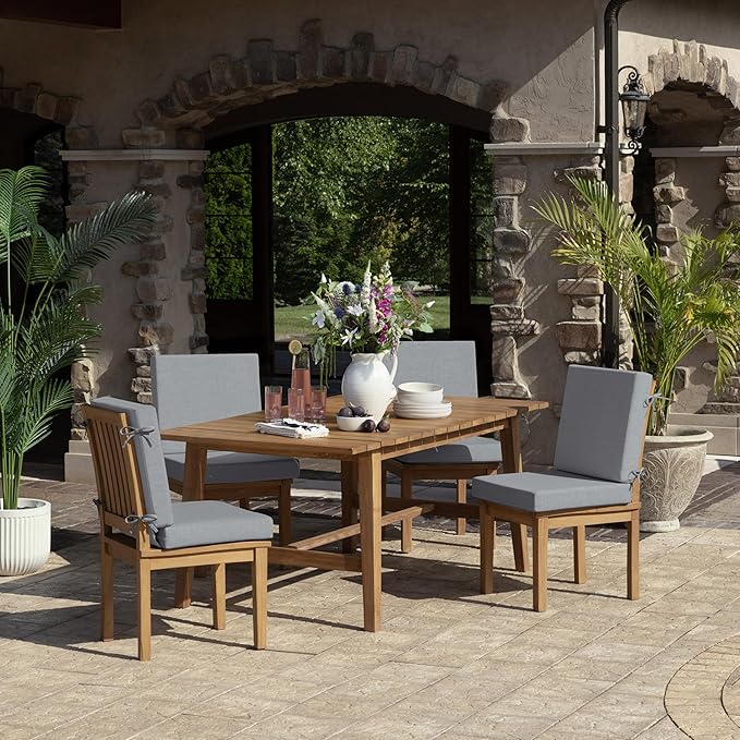 Arden Foam Outdoor Dining Chair Cushion, 20 x 20, Made with ProFoam, Rain-Proof, Fade Resistant, Stone Grey Leala