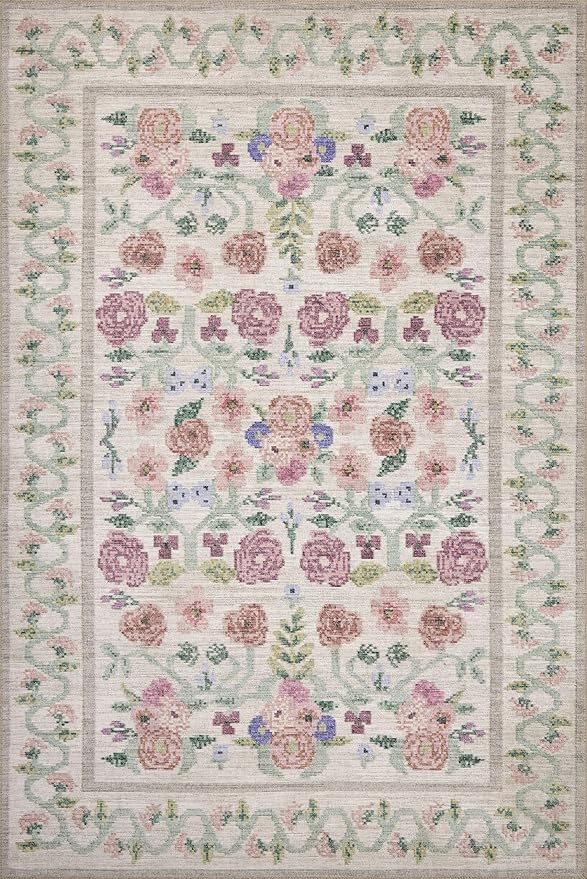 Loloi Rifle Paper Co. Rosa Collection RSA-01 Ivory 8'-4" x 11'-6" Area Rug