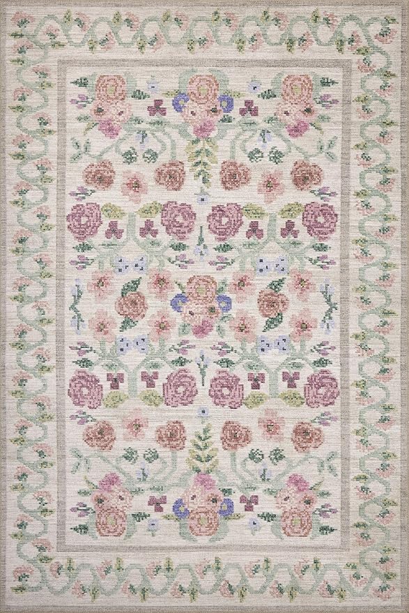 Loloi Rifle Paper Co. Rosa Collection RSA-01 Ivory 2'-6" x 7'-6" Runner Rug