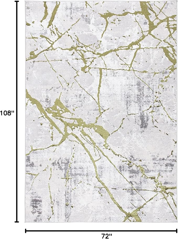 SAFAVIEH Amelia Collection Area Rug - 6' x 9', Grey & Green, Modern Abstract Design, Non-Shedding & Easy Care, Ideal for High Traffic Areas in Living Room, Bedroom (ALA293J)