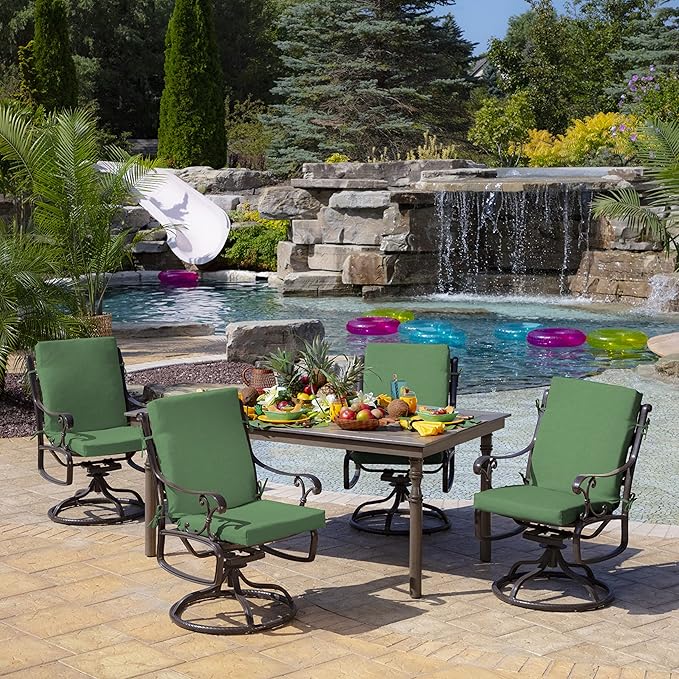 Arden Outdoor Dining Chair Cushion, 2 Pack, 20 x 20, Rain-Proof, Fade Resistant, Bright Moss Green Leala