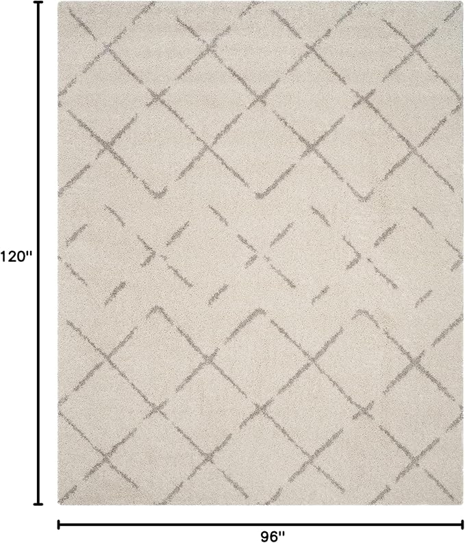 SAFAVIEH Area Rug 8x10 - Arizona Shag Collection - Large - Ivory & Beige, Moroccan Boho Design, Non-Shedding & Easy to Clean, Ideal for Living Room, Bedroom, Dining Space (ASG743A)