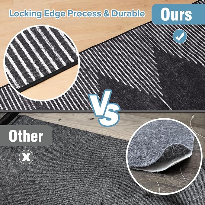 Office Chair Mat for Hardwood Floors, Durable 36"x55" Low-Pile Bohemian Stripe Desk Rug with Non-Slip Backing, Easy-Glide Computer Floor Protector for Rolling Chairs