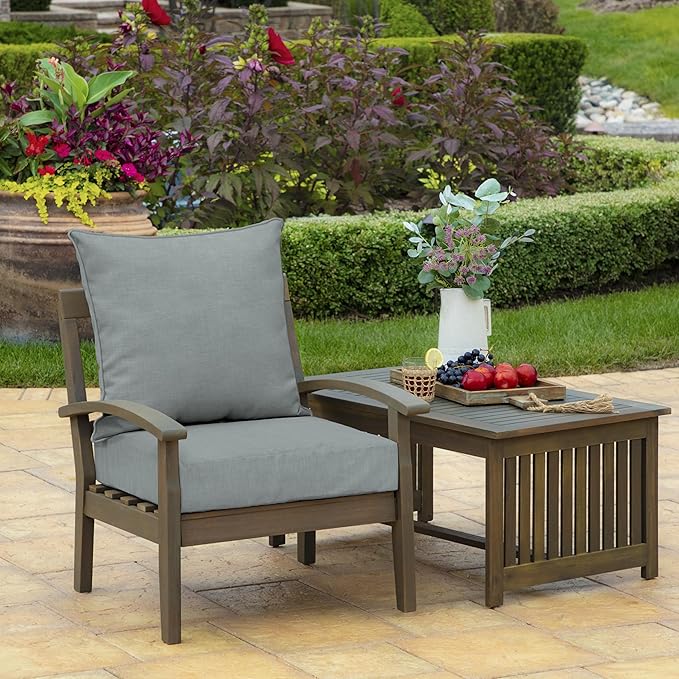 Arden Outdoor Deep Seat Cushion Set, 22 in x 24 in, Weather-Proof, Rain-Proof, Fade Resistant Patio Cushion Stone Grey Leala