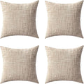Decorative Throw Pillow Covers 18x18 Inch Set of 4, Soft Solid Farmhouse Chenille Couch Pillows, Spring Pillow Covers for Couch Sofa Bed Living Room Home Decor Pillowcase, Light Khaki