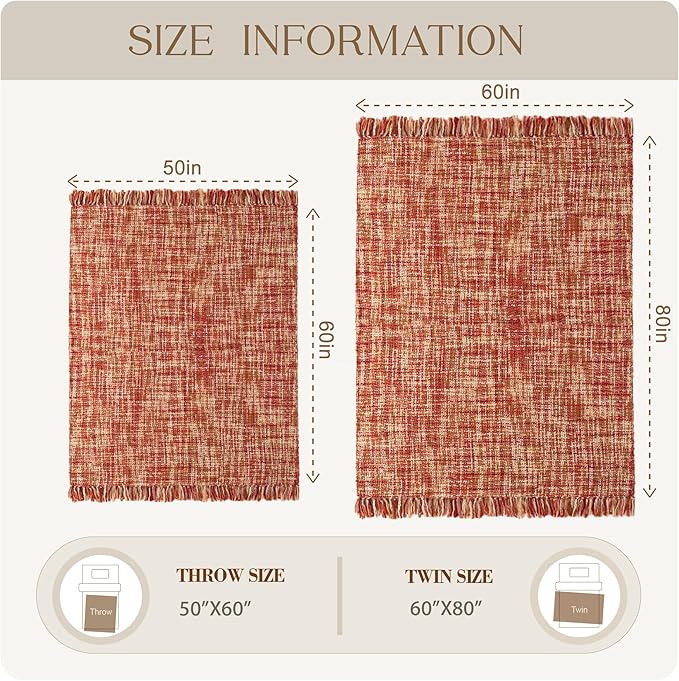 Multi-Color Dark Red Cable Knitted Throw Blanket for Couch,50"X60" Boho Style Textured Blankets for Home Decor,Super Soft Warm Cozy Chunky Knit Blanket with Decorative Tassels for Bed