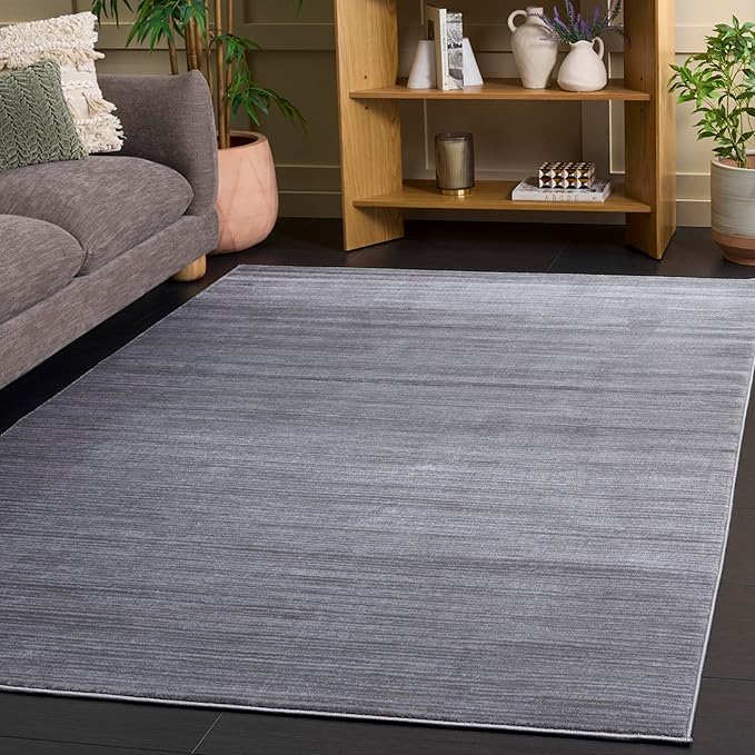 SAFAVIEH Vision Collection Area Rug - 3' Square, Silver, Modern Ombre Design, Non-Shedding & Easy to Clean, Ideal for Foyer, Entryway, Bedroom, Accent Space (VSN606G)