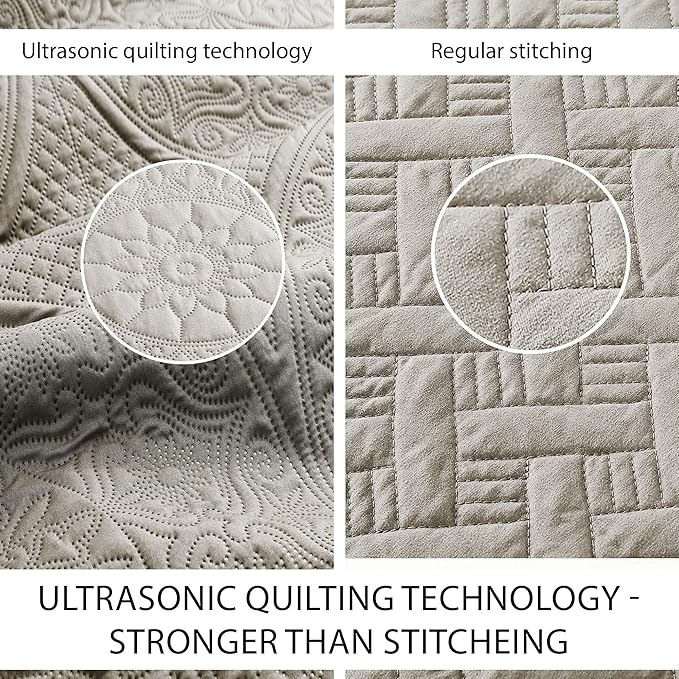 IR Imperial Rooms 10 Pack Twin Quilt Bedding Set (68" x 86") - Bulk Wholesale for Hotels, Guest Bedroom & Airbnbs - Lightweight Microfiber Reversible Floral Embossed Quilts Bedspreads (Beige)