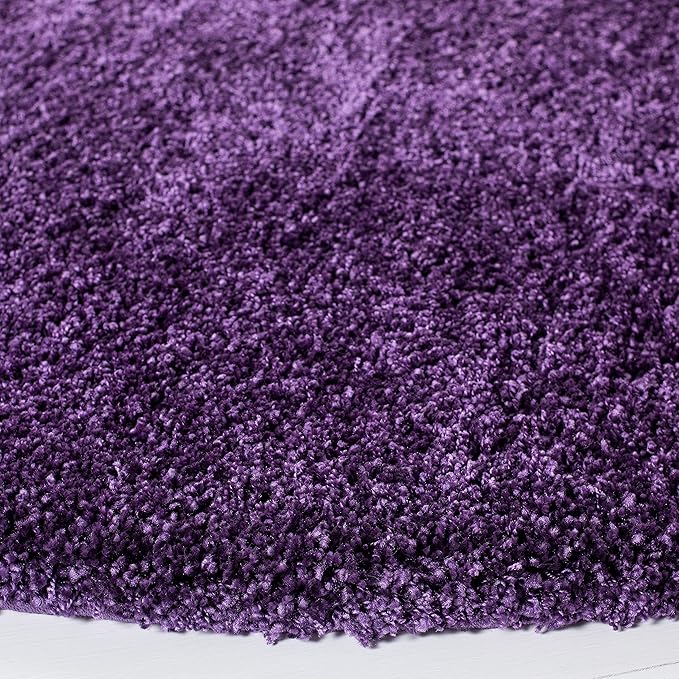 SAFAVIEH Milan Shag Collection 9' Round Purple SG180 Solid Non-Shedding Living Room Bedroom Dining Room Entryway Plush 2-inch Thick Area Rug