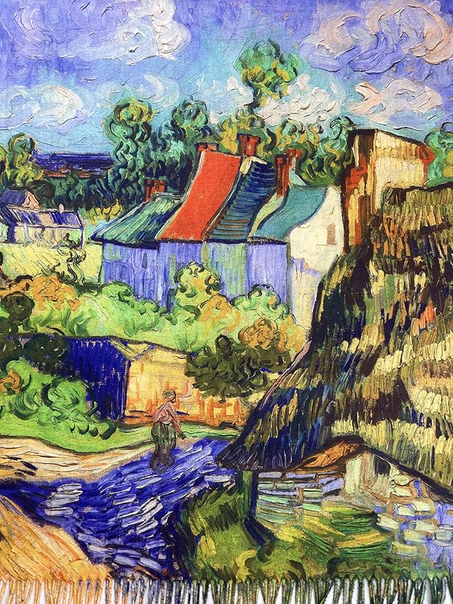 VENVSBEE Reversible Scarf Soft Large Shawl Wrap Blanket Double Sided Art Print Warm Pashmina Stoles Klimt Van Gogh Gifts