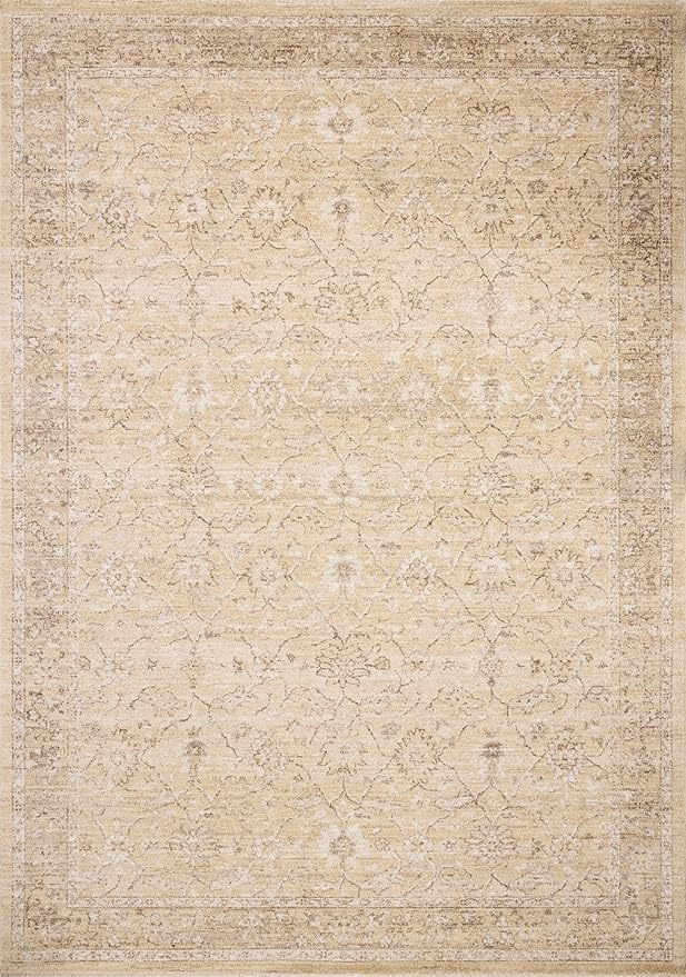 Loloi Chris Loves Julia Palma Collection PLM-10 Wheat/Bark 11'-6" x 15'-7" Fringe Area Rug Vintage Style Boho Living Room Bedroom Carpet