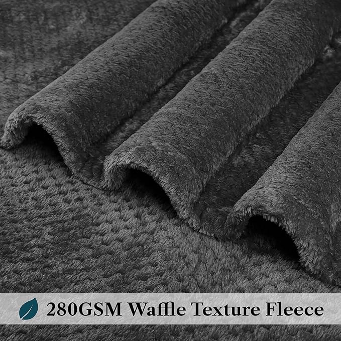 PAVILIA Dark Gray Throw Blanket for Couch, Twin Bed, Soft Fleece Throws for Sofa Chair, Fuzzy Waffle Textured Blanket, Cozy Warm Lightweight All Season Blanket Throw, 60x80