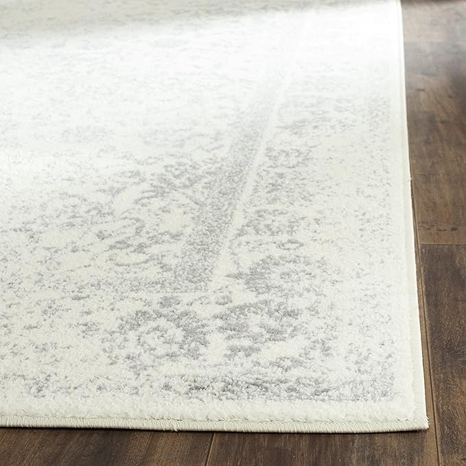 SAFAVIEH Adirondack Collection Accent Rug - 2' x 3', Ivory & Silver, Distressed Vintage Floral Design, Non-Shedding & Easy to Clean, Ideal for Front Door, Kitchen, Entryway, Foyer (ADR109C)