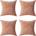 Decorative Throw Pillow Covers 20x20 Inch Set of 4, Soft Solid Farmhouse Chenille Couch Pillows, Spring Pillow Covers for Couch Sofa Bed Living Room Home Decor Pillowcase, Coral