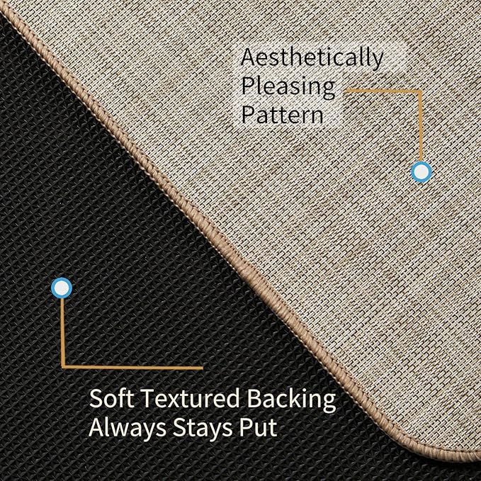 Chair Mat for Hardwood Floor, 47" x 60" Heavy Duty Office Chair Mat for Rolling Chairs, Anti Slip, Non-Curve, Floor Protector for Home Office, Beige Linen