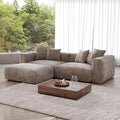 JACH Sectional Couches for Living Room, Modern Corduroy Modular Sectional Couch with Chaise Ottoman, Cushion Covers Removable, Corduroy Sofas Couches for Living Room, Office (Light Brown)