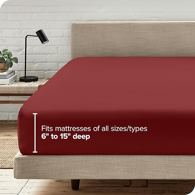 Fitted Bottom Sheet Full Size - Premium 1800 Microfiber - Ultra-Soft Hotel Luxury - Deep Pocket - Durable and Long Lasting - Fitted Sheet (Full, Rosewood)