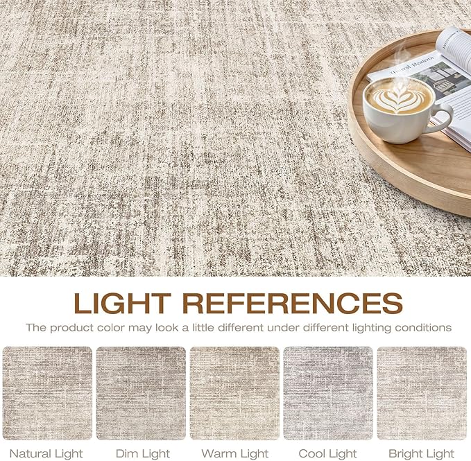 4x6 Rug Washable Area Rugs: Neutral Abstract Soft Modern Stain Resistant Small Indoor Floor Non-Slip Low Pile Throw Carpet for Entryway Kitchen Bedroom Nursery Kids Office Playroom Home House