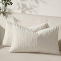 Set of 2 Soft Textured Throw Pillow Covers 12x20, Invisible Zipper Neutral Cushion Cases, Easy - Care Decorative Farmhouse Decor for Living Room Couch (White, 12" x 20" (Pack of 2))