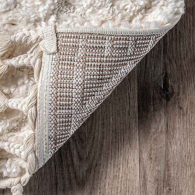 nuLOOM Akia Lattice High/Low Tassel Area Rug, 9x12, Beige
