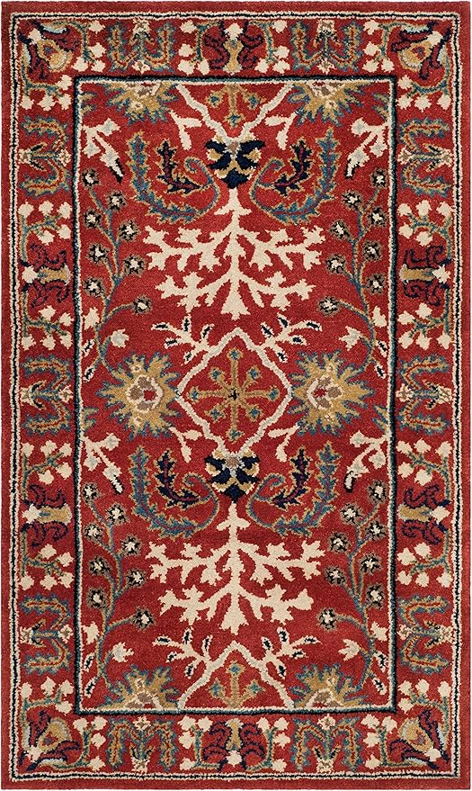 SAFAVIEH Antiquity Collection Area Rug - 9' x 12', Red & Multi, Handmade Traditional Oriental Wool, Ideal for High Traffic Areas in Living Room, Bedroom (AT64A)